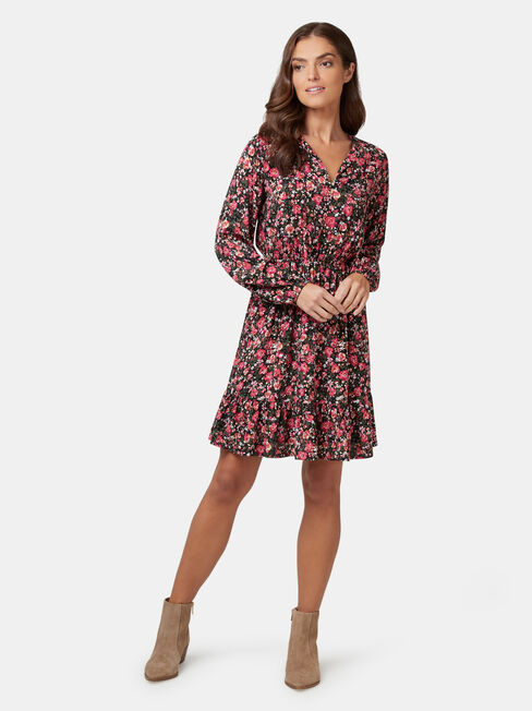 Steffie Shirred Waist Dress, Floral, hi-res
