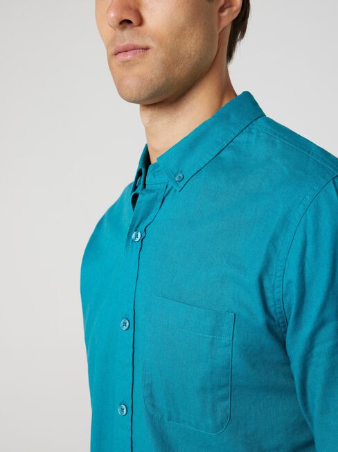 Brody Textured Long Sleeve Shirt, Washed Jade, hi-res
