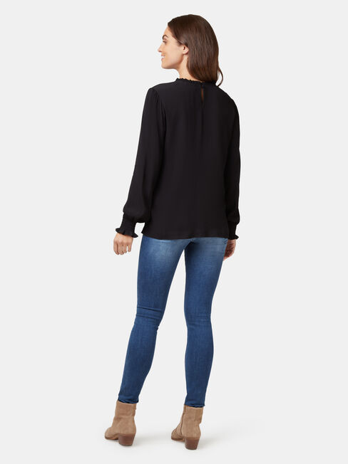 Lilianna High Neck Blouse, Black, hi-res