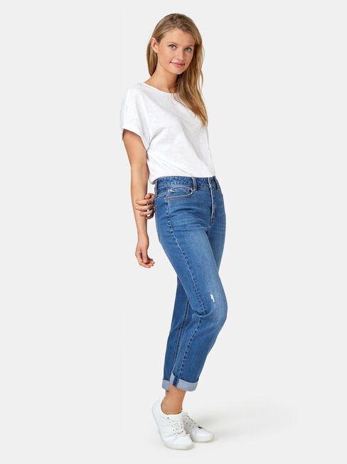 Boyfriend Jeans, Mid Indigo, hi-res