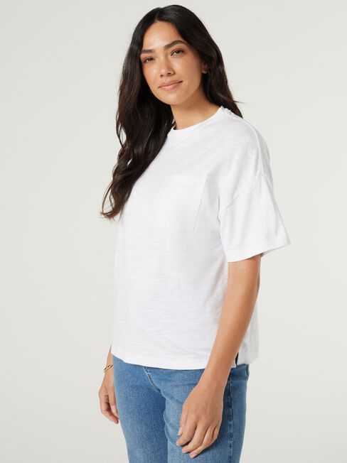 Relaxed Pocket Tee, White, hi-res