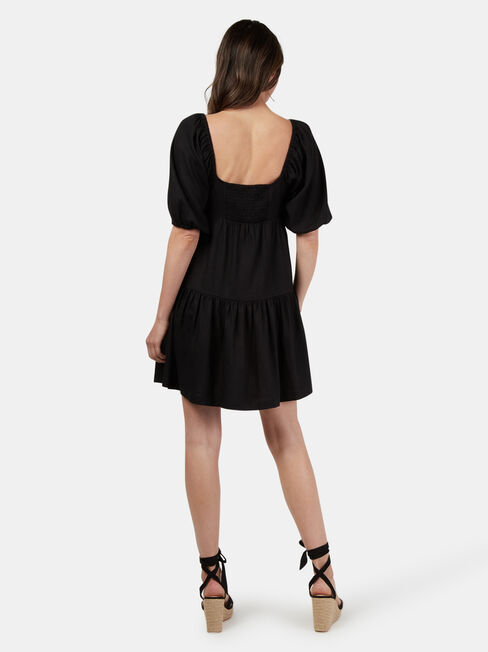 Rebecca Square Neck Dress, Black, hi-res