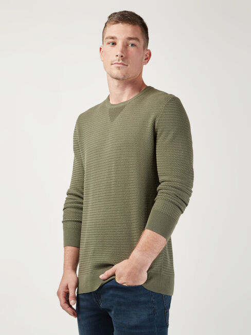 Slater Textured Crew Knit, Green, hi-res
