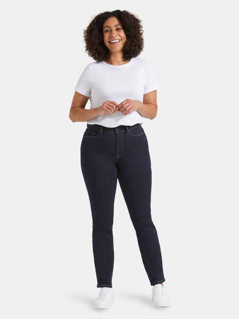 Tummy Trimmer Slim Straight Jeans  Absolute Indigo, Dark Indigo, hi-res