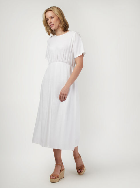 Portia Midi Dress, White, hi-res