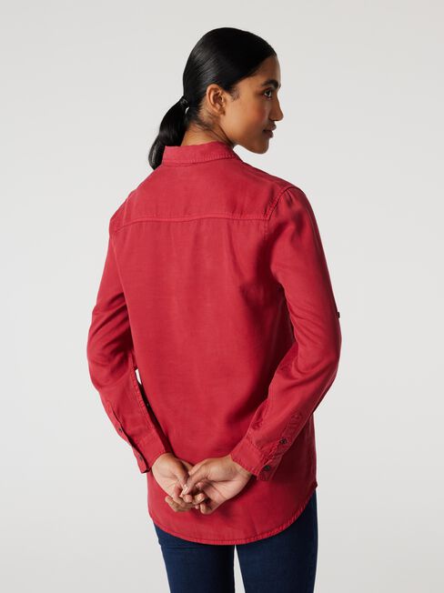 Lizzy Relaxed Tencel Shirt, Berry, hi-res