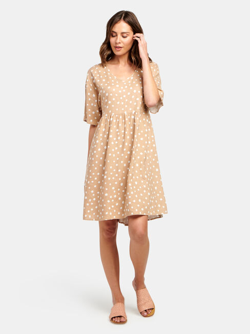 Bec Linen Blend Dress, Print, hi-res
