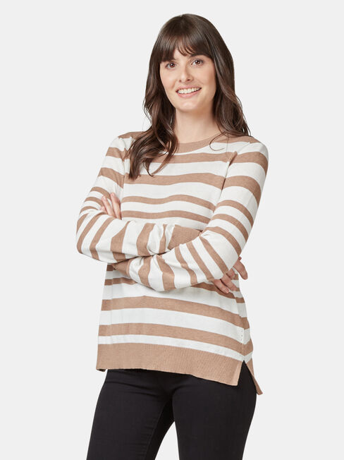 Aspen Curve Hem Essential Knit, Stripe, hi-res