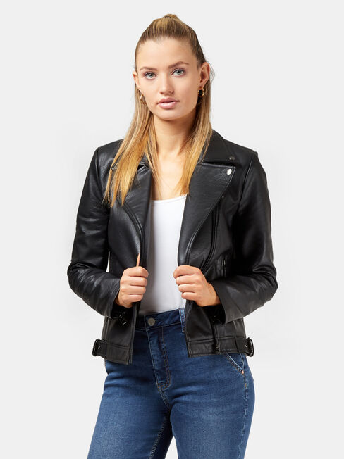 Frankie PU Jacket, Black, hi-res