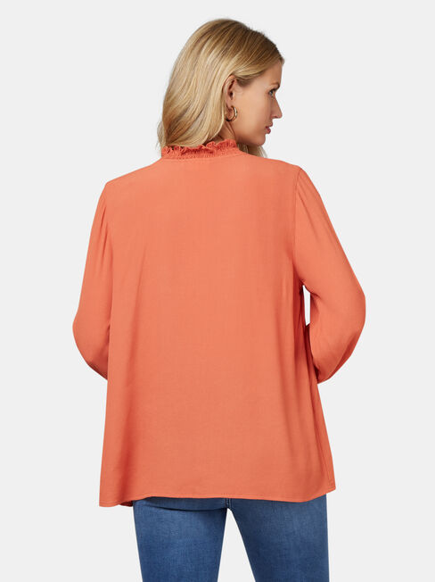 Freya Frill High Neck Top, Orange, hi-res