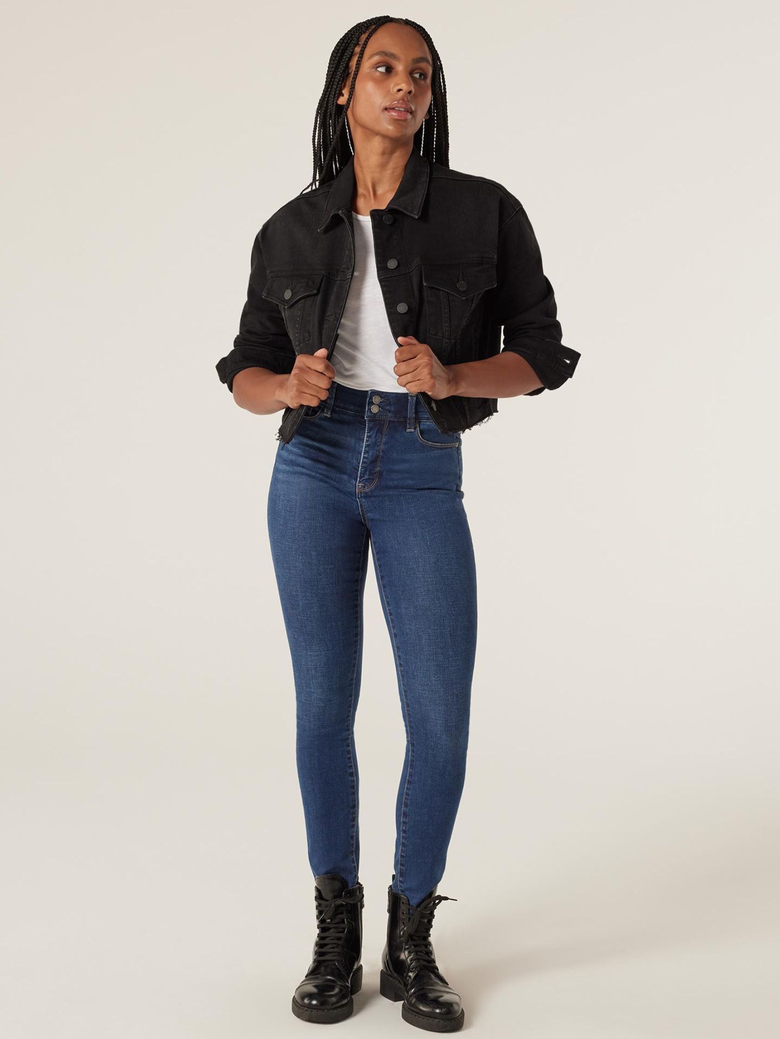 New look black cropped denim jacket store