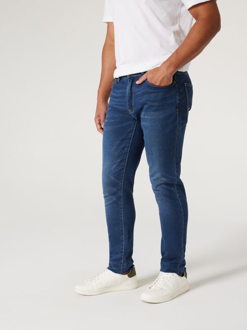 Fleetwing Slim Tapered Knit Jeans, Dark Indigo, hi-res