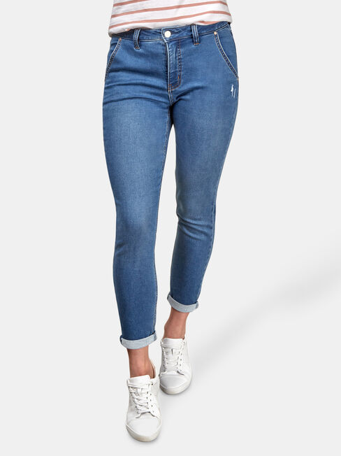 Lois Slim Boyfriend Jeans, Mid Indigo, hi-res