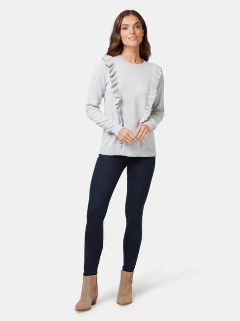 Rita Ruffle Pullover, Grey, hi-res