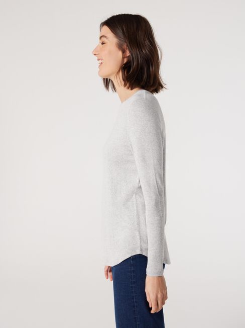 Lottie Soft Touch Curve Hem Pullover, Grey, hi-res