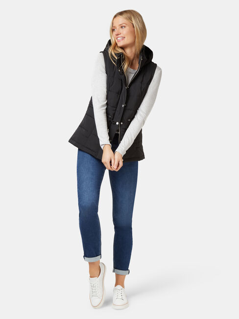 Bella Padded Vest, Black, hi-res