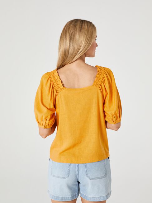 Candy Square Neck Top, Yellow, hi-res