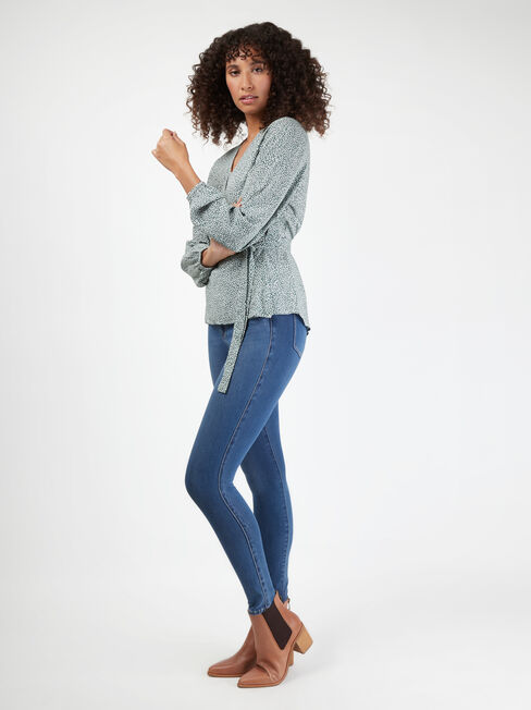 Valentino Cross Over Top, Green, hi-res