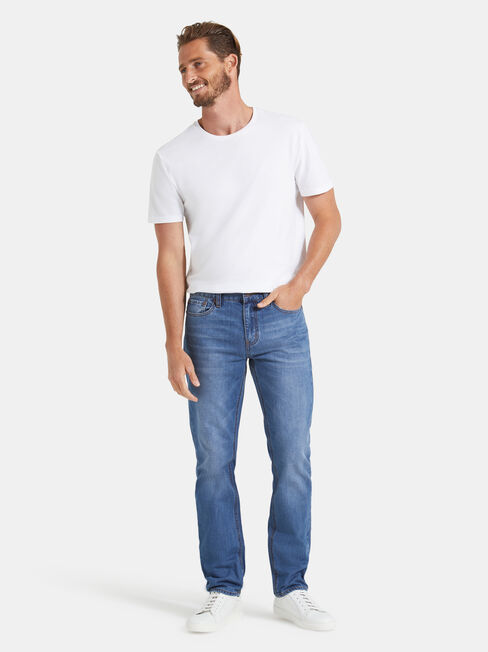 Slim Straight Jeans Mineral Blue, Mid Indigo, hi-res