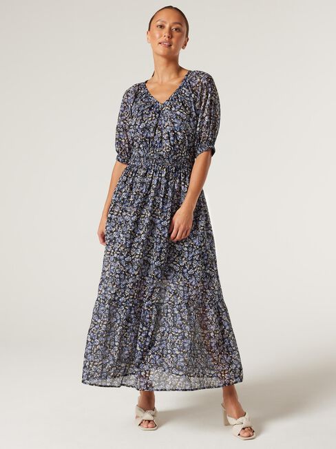 Chloe Peasant Dress, Midnight Ditsy, hi-res