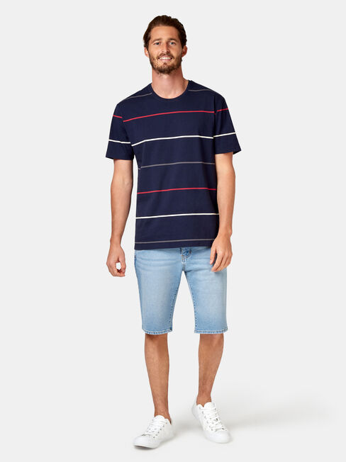 Kingston Short Sleeve Stripe Crew Tee, Blue, hi-res