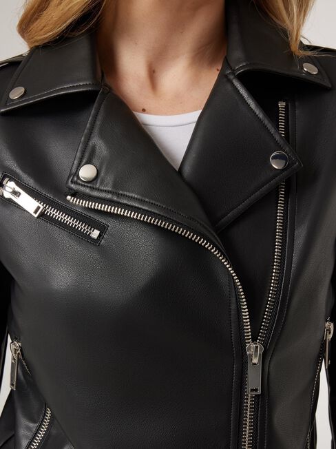 Kirsten Biker Jacket, Black, hi-res