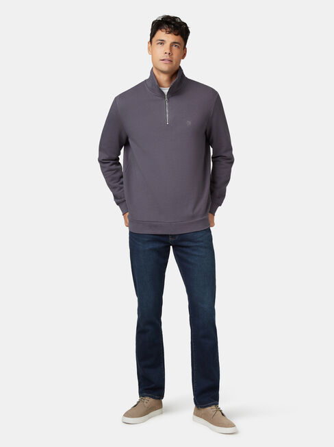 Butler Zip Neck Sweat, Grey, hi-res