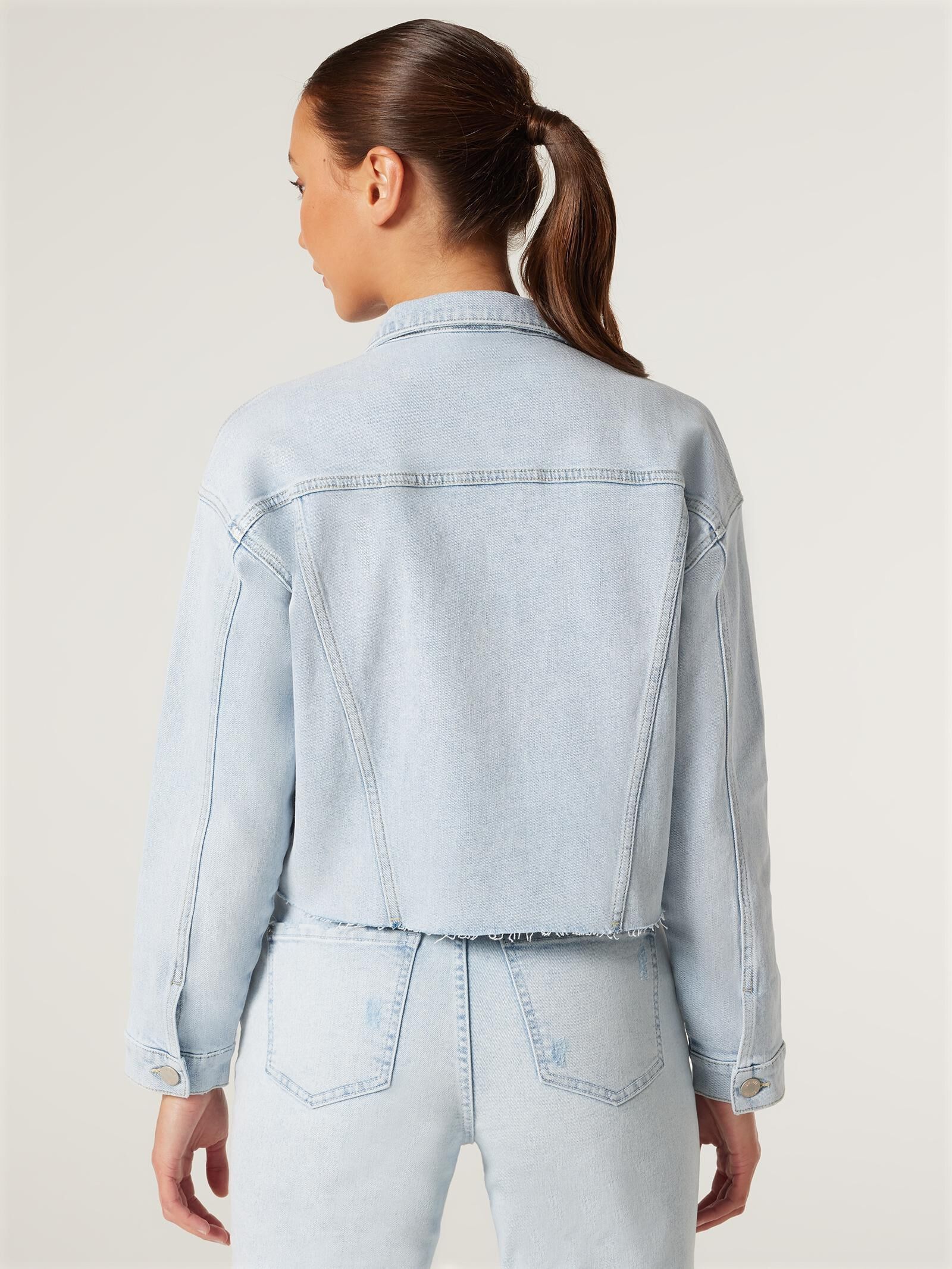 Grey cropped sales denim jacket