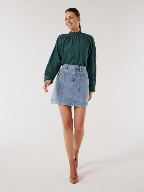Clarissa Embroidered Top, Green, hi-res