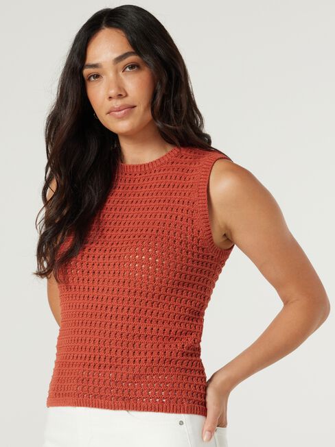 Lydia Knit Top, Papaya, hi-res