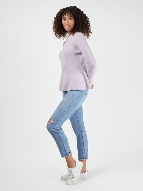 Addison Peplum Knit, Purple, hi-res