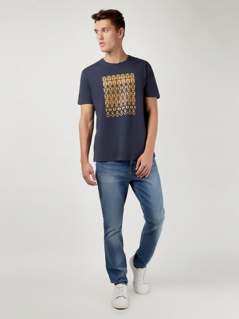 SS Toby Print Crew Tee, Blue, hi-res