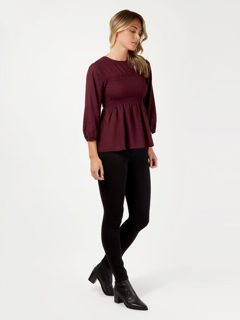 Gracie Shirred Bust Top, Purple, hi-res