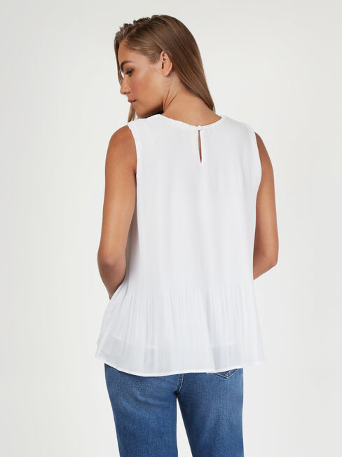 Sadie Pleated Tank, White, hi-res