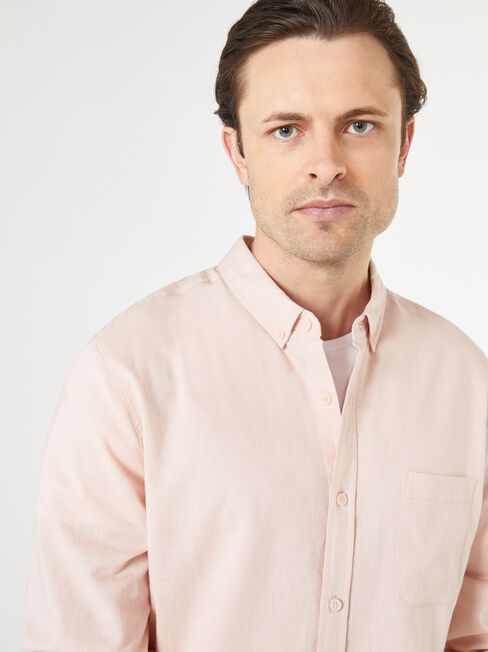 Brody Textured Long Sleeve Shirt, Pink, hi-res
