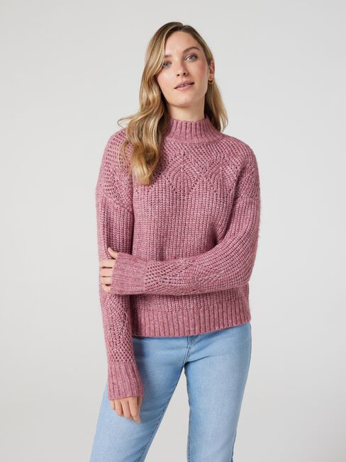 Charlie Pointelle Knit, Mauve, hi-res