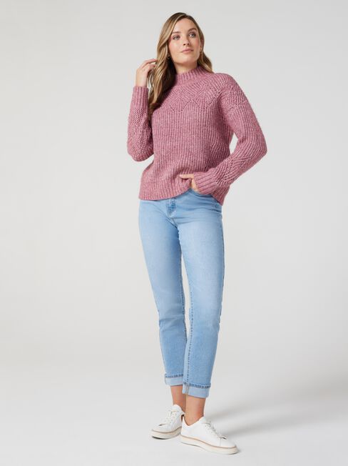 Charlie Pointelle Knit, Mauve, hi-res