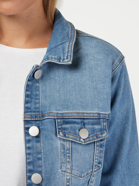 Classic Stretch Denim Jacket, Light Vintage, hi-res