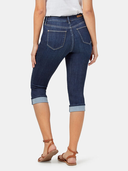 Aggie Mid Waisted Pedal Pusher, Dark Indigo, hi-res