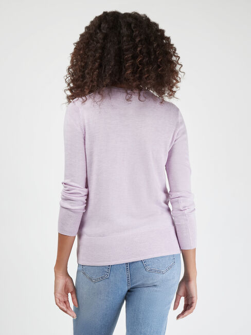 Jenny Fine Knit Henley, Pink, hi-res