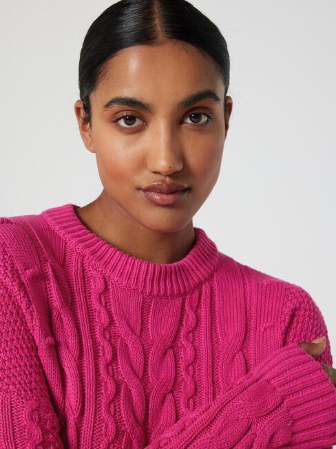 Fifi Bobble Cotton Knit, Hot Pink, hi-res