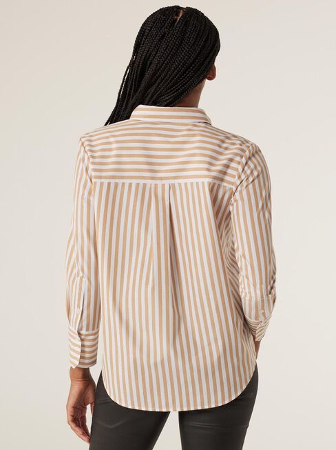 Caylee Shirt, Camel/White Stripe, hi-res