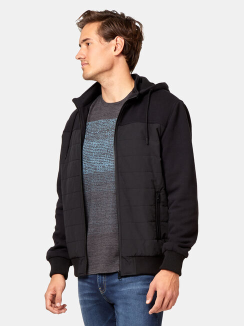 Frederick Zip Thru Hoodie, Black, hi-res