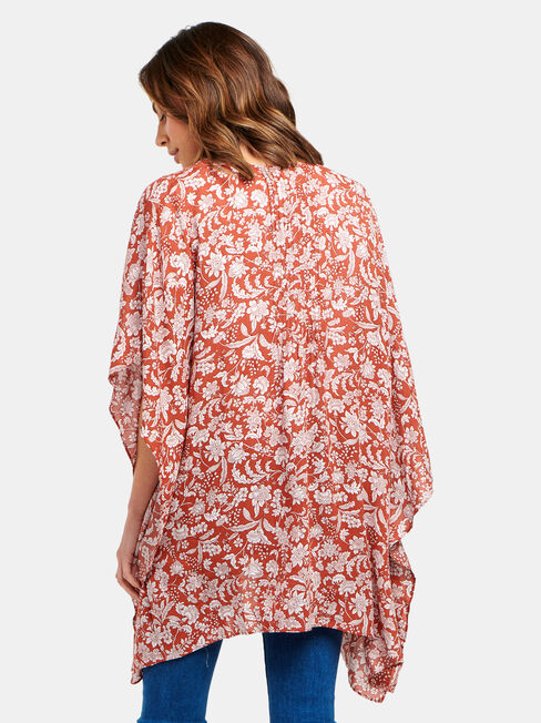 Polly Printed Kimono, Floral, hi-res