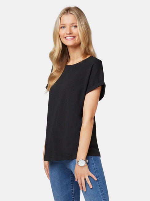 Drop Shoulder Tee, Black, hi-res