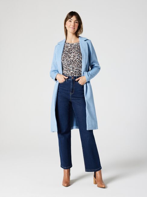 Sophie Soft Touch Curve Hem Pullover, Blue Leopard, hi-res