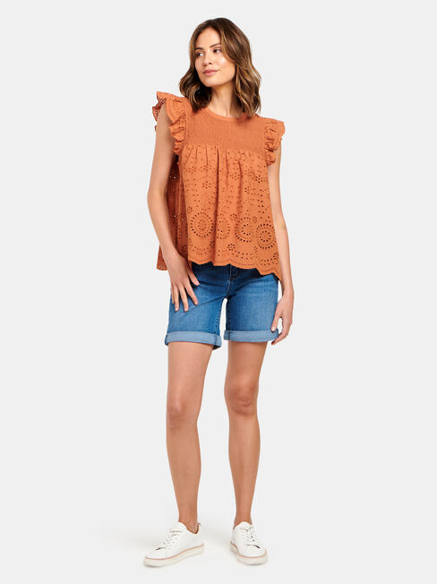 Bonnie Broderie Top, Red, hi-res