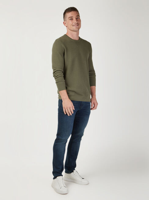 Slater Textured Crew Knit, Green, hi-res