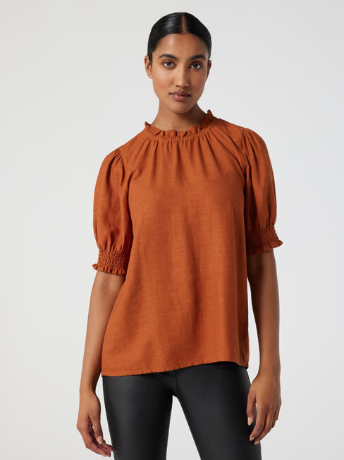 Sasha Short Sleeve Top, Cinnamon, hi-res