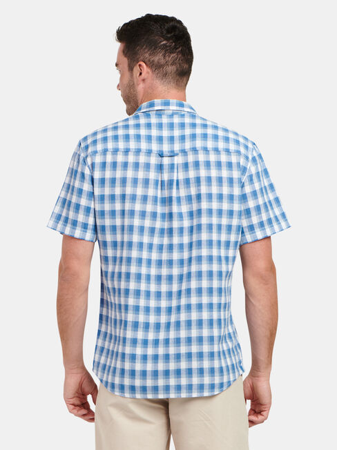 Trent Short Sleeve Check Shirt, White, hi-res